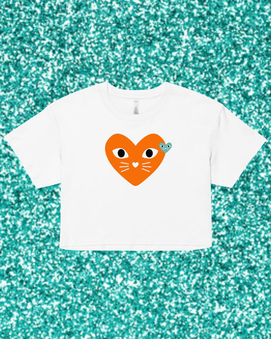Orange Kitten Heart Tee