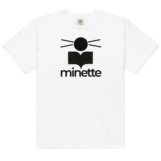 White cotton cat t-shirt with “Minette Marant” text, Maison Kitn design is inspired by Isabel Marant.