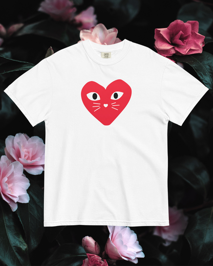 Red Kitten Heart Cat T-Shirt