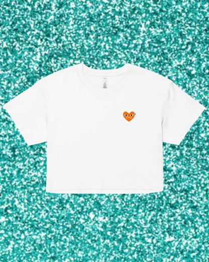 orange Kitten heart cropped tee