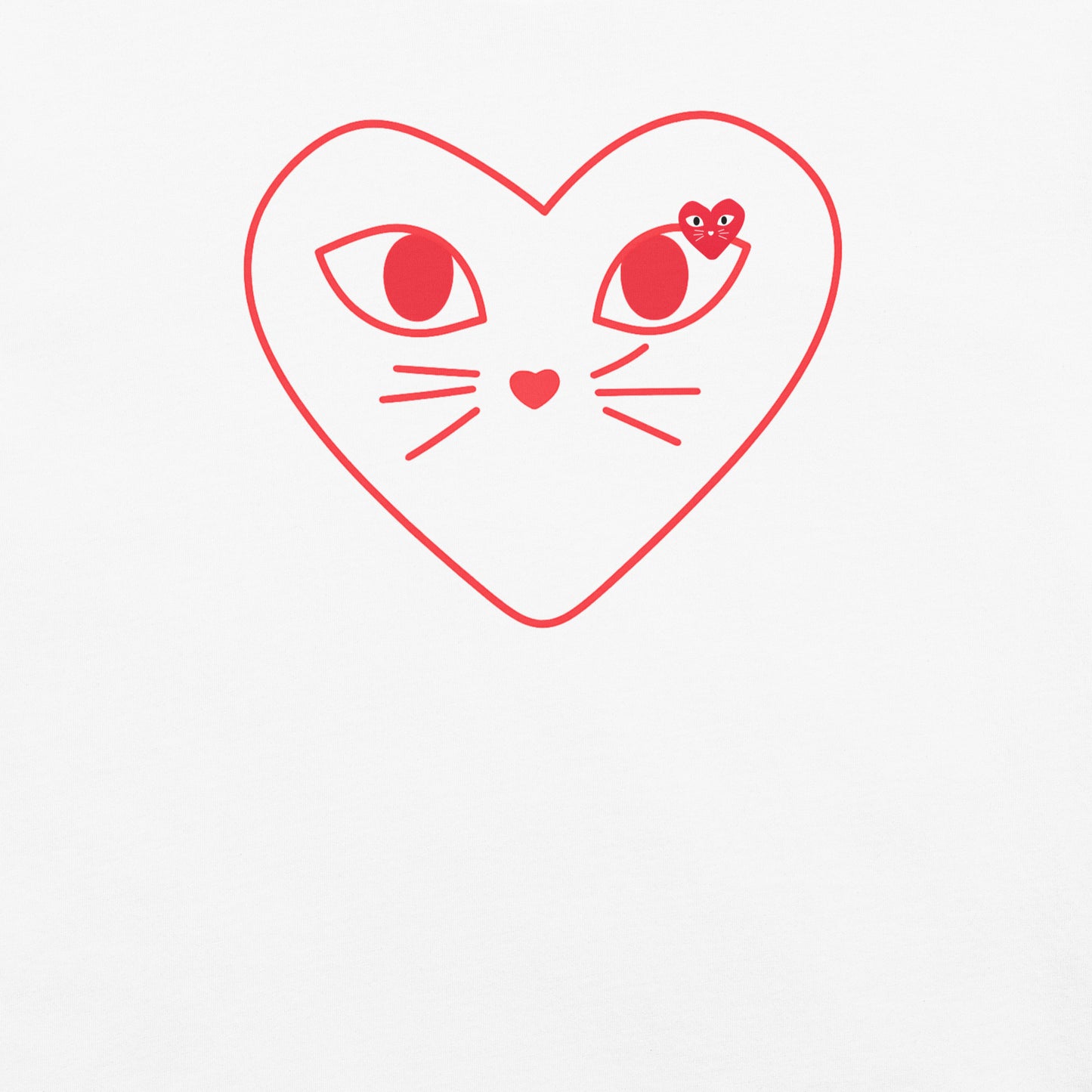 Heart-shaped design with cat face outline on a white background