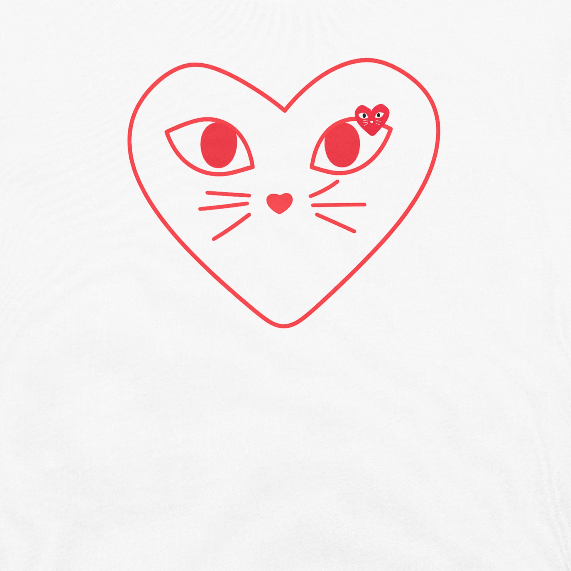 Heart-shaped design with cat face outline on a white background