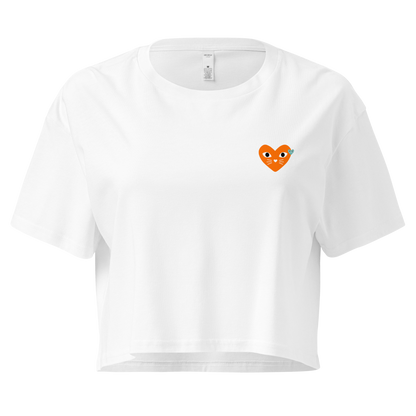 White T-Shirt orange cat heart logo
